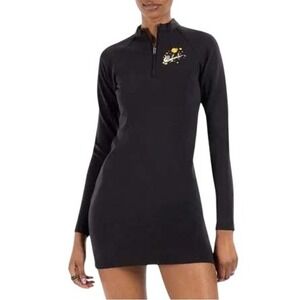 NIKE Women's Long Sleeve Half Zip Black Dress Floral‎ Swoosh NWT $80 Size XS